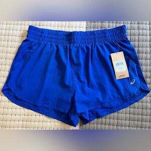ASICS Women’s Running 2-N-1 Short W/Laser Cut  Blue.  Size M
